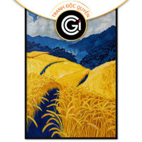 Tranh phong cảnh quê hương cánh đồng lúa chín, ruộng bậc thang.Tranh treo tường,dán tường.CGI-511