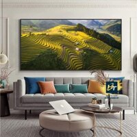 Tranh Phong Cảnh Ruộng Bậc Thang - Tranh Canvas - Có Khung - Tặng Kèm Đinh Treo