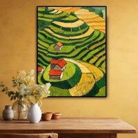 Tranh Phong Cảnh Ruộng Bậc Thang, Tranh Canvas Treo Tường Cao Cấp Đã Kèm Khung Và Đinh Treo