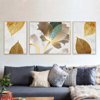 Tranh phòng khách [TRÁNG GƯƠNG] bộ 3 tấm decor phòng hiện đại, tranh nghệ thuật trừu tượng Lyza Shop