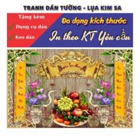 Tranh PHÒNG THỜ dán tường, lụa Kim Tuyến cao cấp