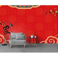 Tranh phong thủy không gian hoa mai ba chiều tài lộc, tranh dán tường 3d hiện đại (tích hợp sẵn keo) MS1142577