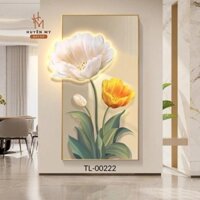Tranh Phù Điêu Đèn Led Phù Điêu Họa Tiết Nổi 3D; Tranh Hoa Tráng Gương Hiện Đại Huyền MY Decor TL-00222