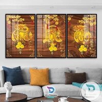 Tranh Phúc Lộc Thọ Tráng Gương Treo Tường Phòng khách/ Ngủ/ Đại Sảnh/ Khách Sạn Mừng Thọ Chữ Nho Tết Hoa Đào Mai Decor