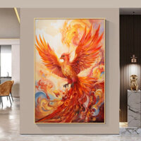 Tranh phượng hoàng lửa treo tường tranh Decor Quán Nước/ Spa/ Cafe/ Trang Trí Khách Sạn/ Nhà Nghỉ