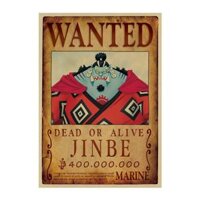 Tranh poster wanted lệnh truy nã One Piece dán tường, phong cách vintage kích thước 50.535cm trang trí độc đáo - JINBE