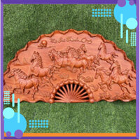 Tranh quạt treo tường Mã đáo thành công gỗ hương đỏ nguyên khối trang trí phòng khách. Đồ gỗ Mỹ Sinh