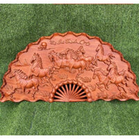 Tranh quạt treo tường mã đáo thành công gỗ hương (ngang 100 cao 50 sâu 4cm)