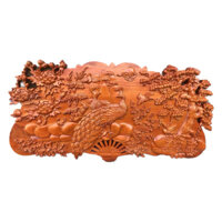 Tranh quạt treo tường phu thê viên mãn gỗ hương đỏ nguyên khối trang trí nhà cửa phòng khách cao cấp.kT 100x50x4 đẹp rẻ.