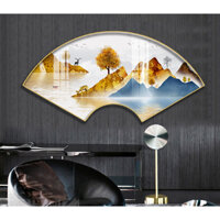 Tranh Quạt Treo Tường Tráng Gương Cao Cấp Phong Cảnh Thiên Nhiên Trang Trí Phòng Khách OHA Decor