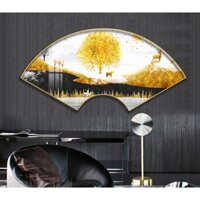 Tranh Quạt Treo Tường Tráng Gương Cao Cấp Thiên Nhiên Thơ Mộng Trang Trí Phòng Khách, Ngủ, Bếp OHA Decor