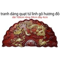 Tranh quạt treo tường-tranh tứ linh- gỗ hương 100cmx50cmx4cm
