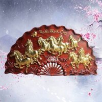 Tranh quạt treo tường - tranh mã đáo thành công - tranh bát mã dài 100cm rộng 50cm dày 4,5cm