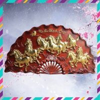 Tranh quạt treo tường - tranh mã đáo thành công-tranh bát mã dài 100cm rộng 50cm dày 4,5cm