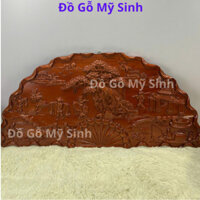 Tranh quạt treo tường tranh đồng quê gỗ hương đỏ nguyên khối trang trí nhà cửa phòng khách