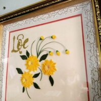 Tranh quilling hoa và thư pháp