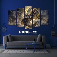 Tranh Rồng - dragon (22-36)  Bộ 5 Tấm Dán Tường cán Formex 5mm, Decor phòng ngủ, phòng khách