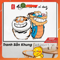 Tranh Rồng Hổ Vô Tri Tấu Hài Hãy Cười Khi Còn Có Răng Có Khung Treo Tường
