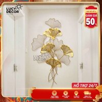 Tranh sắt treo tường lá Gingko Ngân Hạnh decor cỡ lớn trang trí phòng sang trọng phong cách Châu Âu mã A1078