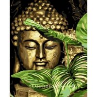 Tranh số hoá đã căng khung phật tổ bức tượng phật xanh