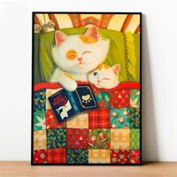Tranh số hóa - Mèo lười ngủ ngày đã căng khung 40x50cm 33 màu