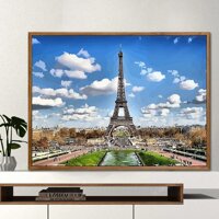 tranh số hoá thành phố tự làm cảnh quan kiến ​​trúc đẹp và lãng mạn bằng tay đầy màu sắc nhà Tháp Eiffel Paris