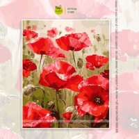 Tranh số hóa tự tô Madoca có khung 40x50cm Đóa hoa anh túc T1012