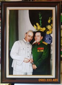 Tranh sơn dầu- Bác Hồ & Bác Giáp -S224