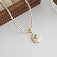 Tranh Sơn Dầu Baroque Ngọc Trai Mặt Dây Chuyền Vòng Cổ Hoa Nghệ Thuật Ánh Sáng Sang Trọng Xương Đòn Dây Chuyền