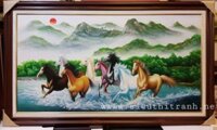 Tranh sơn dầu- Bát mã quần thủy- S253