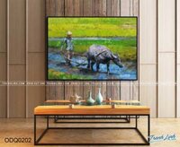 Tranh Sơn Dầu Đồng Quê Cày Ruộng Đồng – ODQ0202