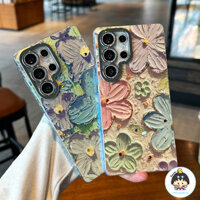 Tranh Sơn Dầu Màu Nghệ Thuật Graffiti Ánh Sáng Xanh Ốp lưng Samsung S25 S24 S23 S22 Ultra Plus Chống Vân Tay Chống Sốc Lai Cứng