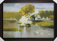 Tranh Sơn Dầu Phong Cảnh Sông Nước Quê Nhà