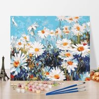 Tranh sơn dầu số hóa các loài hoa tự tô màu theo số size 40x50cm