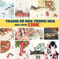 Tranh sơn dầu số hóa có khung cô gái Trung Hoa LIM Art -Tranh tô màu theo số cổ trang Trung Quốc, thủy mặc
