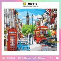 Tranh Sơn Dầu Số Hoá Đường Phố London Xinh Đẹp Dễ Tô Đã Căng Khung Sẵn METIS PH002