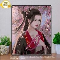 Tranh sơn dầu số hóa tự tô Cô gái nàng thơ N024 - Tặng kèm cọ , màu , khung , Paint by numbers DIY - ToastedART