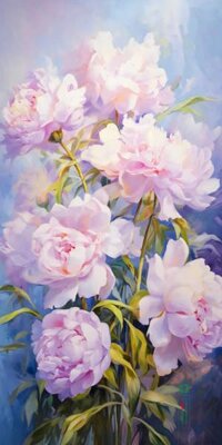 Tranh sơn dầu tĩnh vật vẽ Hoa Mẫu Đơn với tông màu Hồng - TSD755LHAR