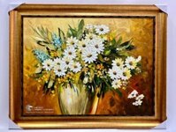 Tranh Sơn Dầu Vẽ Bình Hoa Cúc Đẹp Giá Tốt