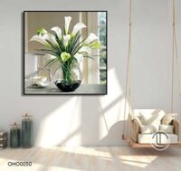 Tranh Sơn Dầu Vẽ Tay Hoa Rum Trắng – OHO0050