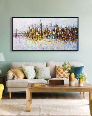 Tranh sơn dầu vẽ tay Xóm Cầu Dây