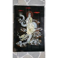 Tranh sơn mài cẩn ốc chìm đẹp QUAN THẾ ÂM BỒ TÁT CƯỠI RỒNG 40x60 cm