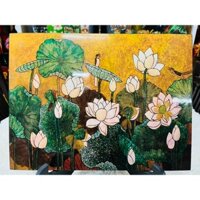 Tranh sơn mài hoa sen 30x40 cm nhiều mẫu trang trí, làm quà tặng ý nghĩa