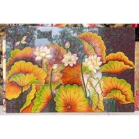 Tranh sơn mài hoa sen 60x90 cm hàng xuất khẩu thích hợp trang trí, làm quà tặng