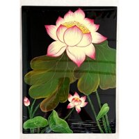 Tranh sơn mài hoa sen size 28.5x38 cm thích hợp trang trí, làm quà tặng ý nghĩa