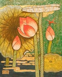 Tranh sơn mài hoa sen tác phẩm SEN HỒNG - TSM8LHAR