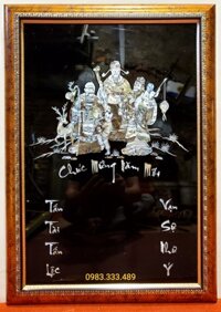 Tranh sơn mài khảm ốc đốc lịch Phúc lộc Thọ  Tam Đa Nghênh Phúc - Có khung