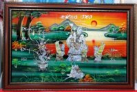 Tranh sơn mài khảm trai, ốc Mừng thọ Bà – M60