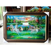 Tranh sơn mài khảm xà cừ MÃ ĐÁO THÀNH CÔNG kích thước 50x80 cm trang trí, làm quà tặng