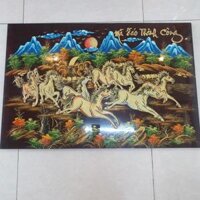 Tranh sơn mài MÃ ĐÁO THÀNH CÔNG đắp nổi hàng xuất khẩu 50x80 cm - Tranh kèm khung